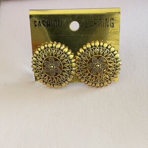 Gold Floral Statement Earrings